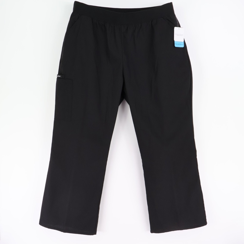 Cherokee Scrubs Pants Modern Classic Womens 2XL Black Stretch Waist Comfort NWT